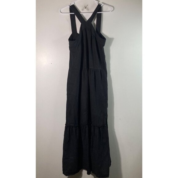 Womens Joie Tiered Linen Midi Sundress Black L Linen Mild fade - Picture 1 of 11